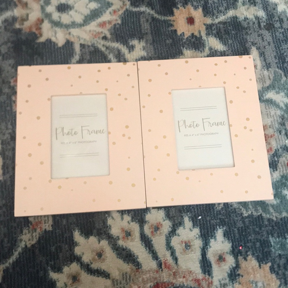 Pink with Gold Dot Picture Frames set of 2